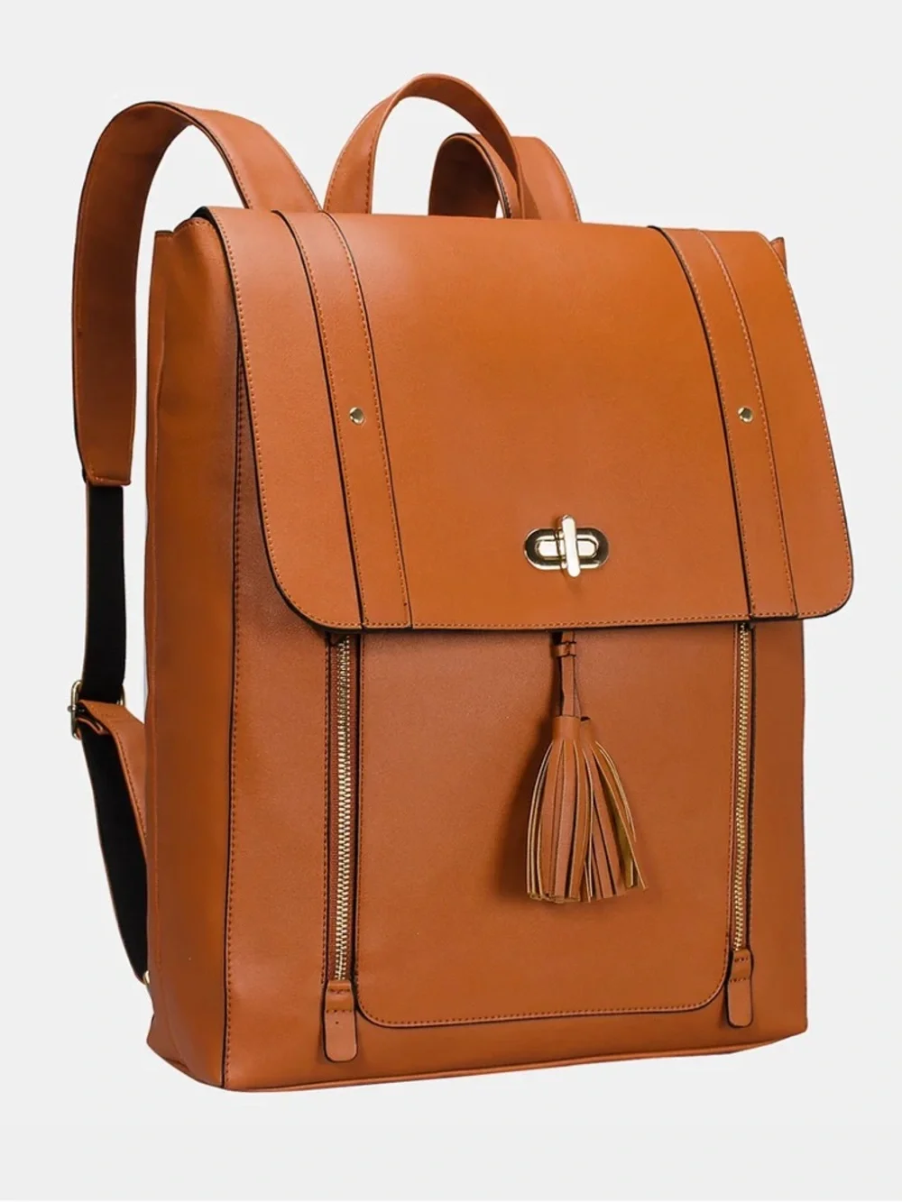 ESTARER Womens Faux Leather 15.6 inch Laptop Backpack College Brown Bag